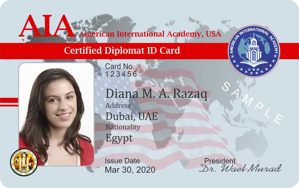 Certified diplomat ID card